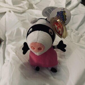 Ty Zoe‎ Zebra Peppa Pig Plush Beanie Original 10 Years Muddy Puddles Toy 8 Inch